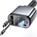 Fast Car Charger 4 in 1 Retractable Car Charger 69W by BYDA