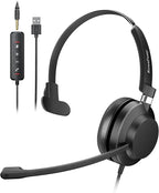 USB Headset with Microphone for PC & Laptop by Rownfusny