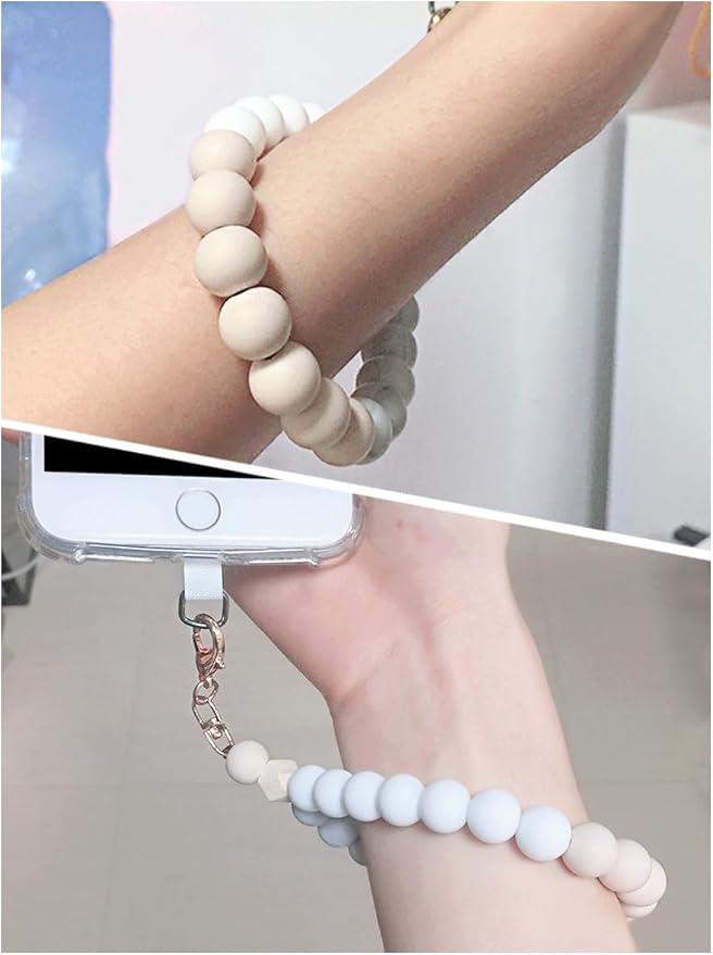 Marble Silicone Beaded Phone Wrist Strap, Cellphone Lanyard - Image 3