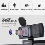 AUSDOM AF640 1080P Webcam with Microphone, 90°FOV USB PC Camera Webcam with - Image 4