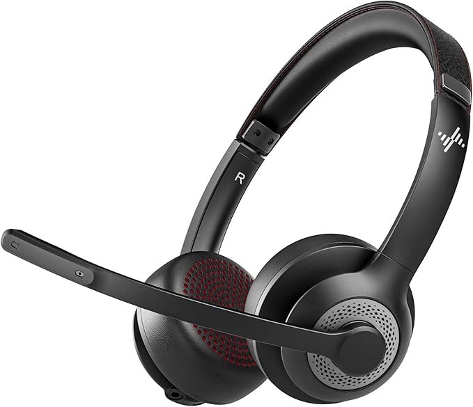 Wireless Headset with AI Noise Cancelling Microphone Bluetooth Headset by JIAMQISHI