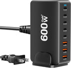600W USB C Fast Charger Block, 8 Port Charging Station, GaN Ⅲ Multi Port by Perhanmm