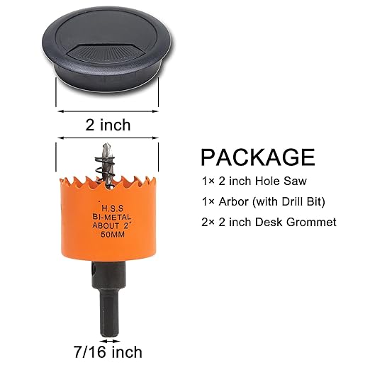 Desk Grommet 2 inch with Hole Saw, Desk Cord Hole Cover Grommet - Image 2