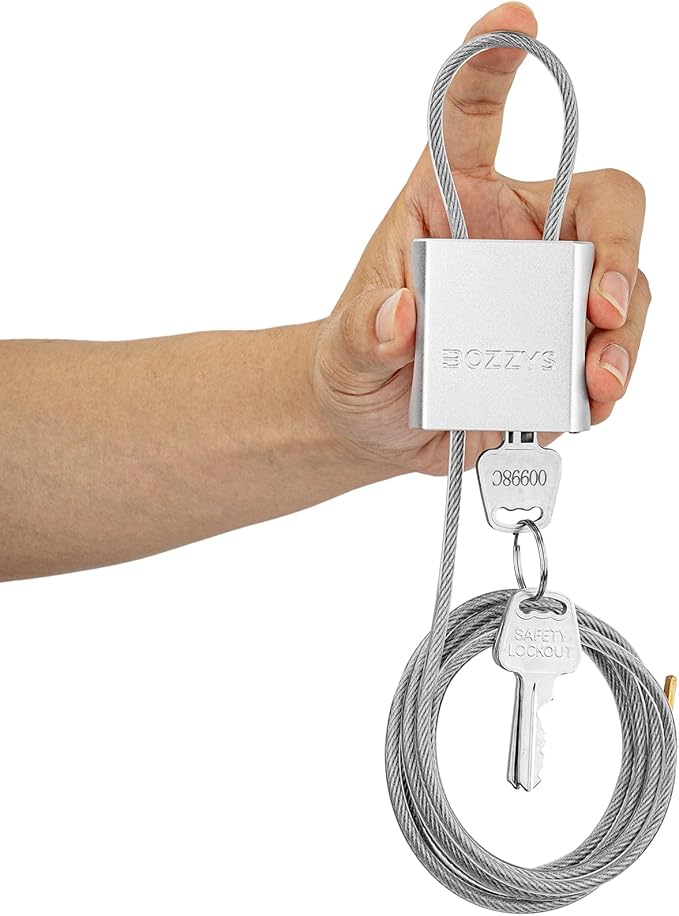 Cable Lock with 3 Keys | L 6.56ft, D 1/6in Adjustable Steel Cable Padlock | by BOZZYS