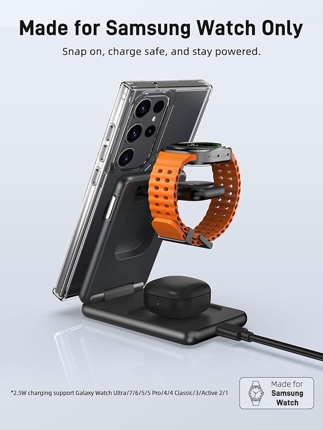 Magnetic Wireless Charger for Samsung, 3 in 1 Foldable MagSafe Charging Station - Image 2