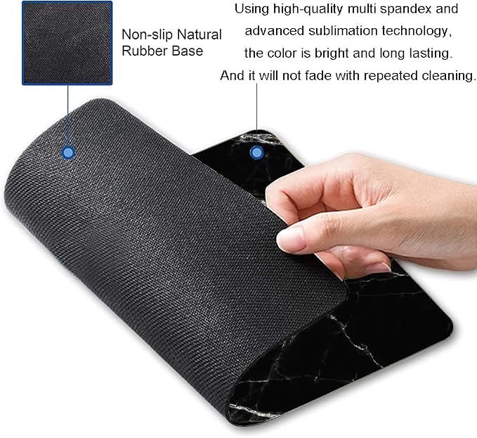 Black Marble Mouse Pad, Square Waterproof Mouse Pad Non-Slip Rubber Base - Image 2