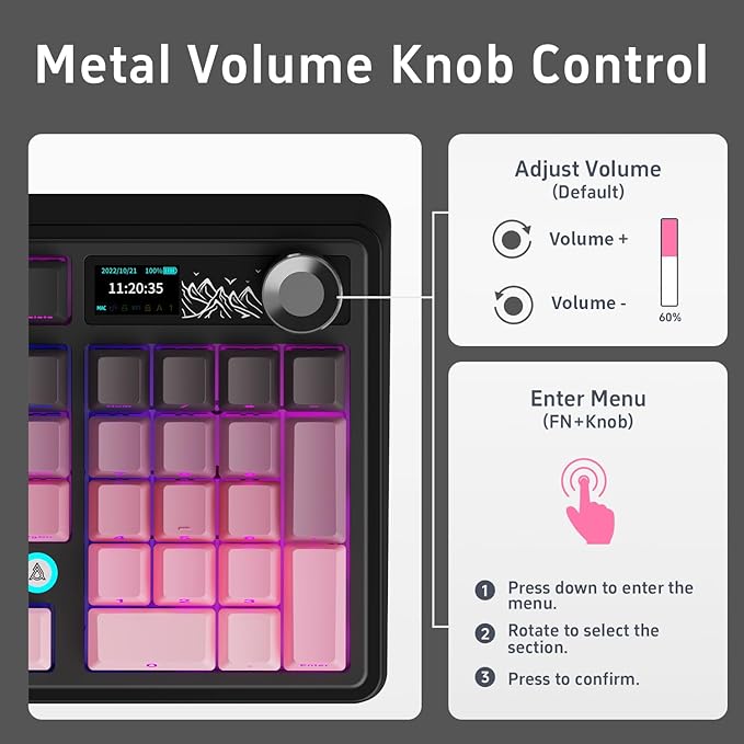 NACODEX Ajazz AK980 Pink Gaming Machanical Keyboard Gift Switch Full Size RGB - Image 6