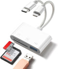SD Card Reader for iPhone Android, Memory Card Reader Built-in Dual iOS & USB C by Unknown