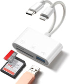 SD Card Reader for iPhone Android, Memory Card Reader Built-in Dual iOS & USB C by Unknown