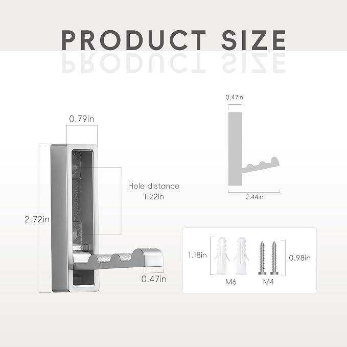 Folding Wall Hooks, 4 Pack Rustproof Zinc Alloy Folding Coat Hooks, Heavy Duty - Image 3