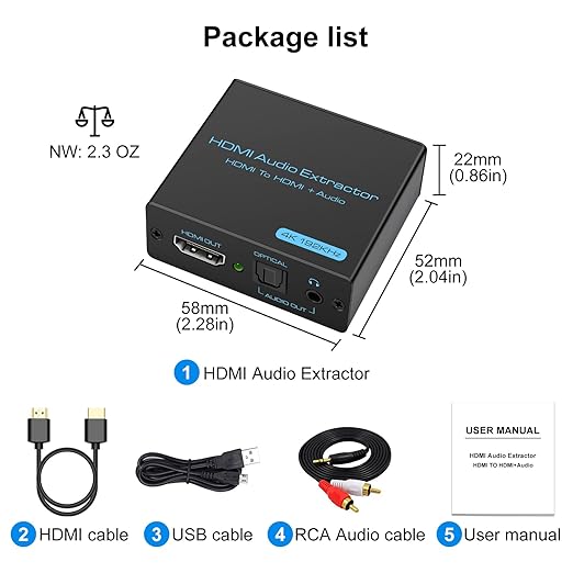 VPFET HDMI Audio Extractor 4K HDMI to Optical 3.5mm AUX Audio Adapter Splitter - Image 7