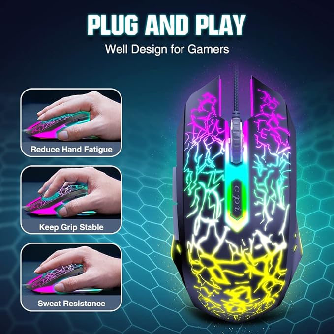 BENGOO Gaming Mouse Wired, Ergonomic Gamer Laptop PC Optical Computer Mice - Image 3