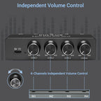 Cubilux 4-Channel 3.5mm Audio Mixer, Ultra-Low-Noise Mini Audio Mixer - Image 4