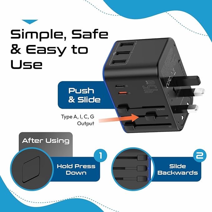 Ceptics Universal Travel Adapter, 45W International Power Adapter - Image 5