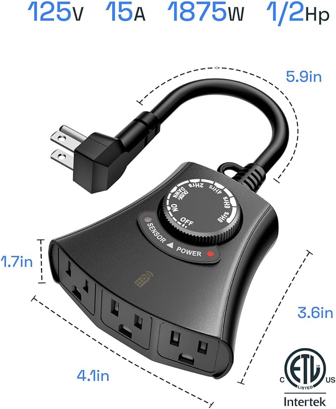 HBN Outdoor Light Timer with Remote Control, Waterproof Light Sensor Timer - Image 7