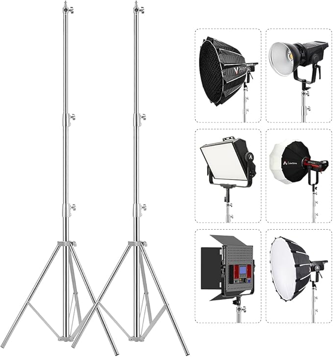 Stainless Steel Light Stand Photography, Spring Cushioned Heavy Duty Tripod - Image 3