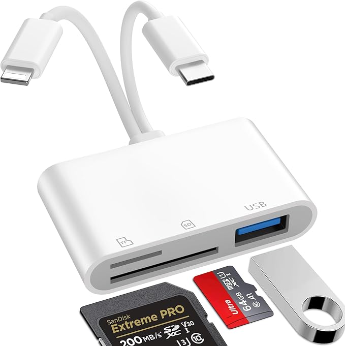 SD Card Reader for iPhone iPad Mac, Lightning & USB-C Dual Connectors Memory - Image 9
