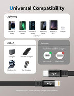 MINLU USB Type C to Lightning Cable 4Ft 2Pack, Retractable iPhone Charger Fast - Image 4