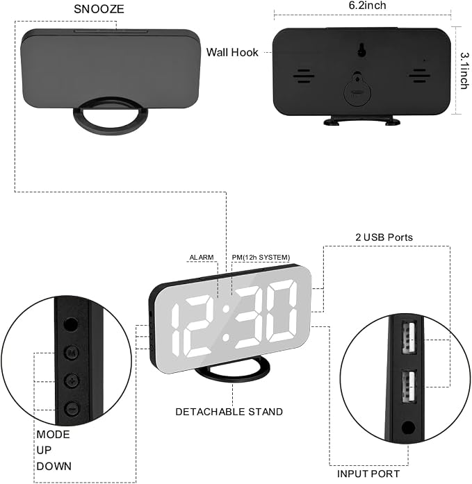 SZELAM LED RGB Digital Alarm Clock, - Image 8