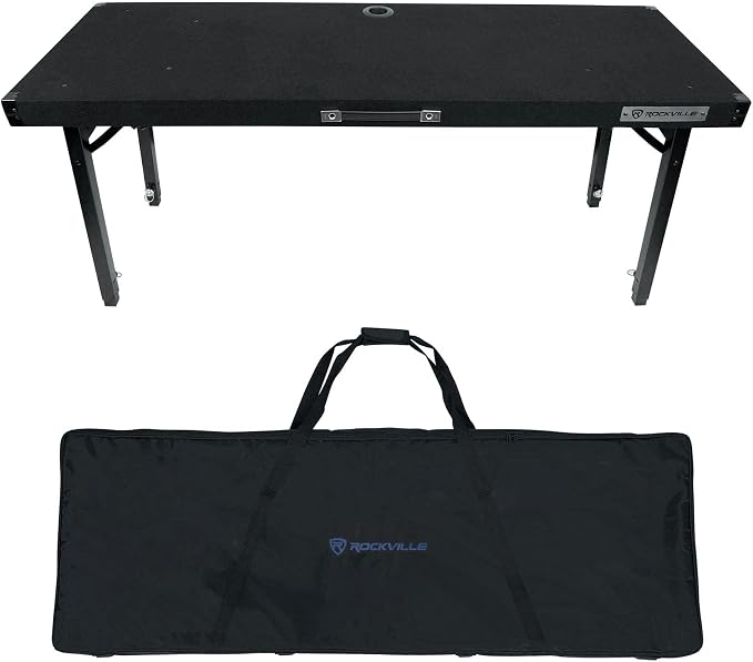 Rockville RTBL4 Adjustable Height DJ Table Folding Legs 20x60 Inch, Non-Slip by Rockville
