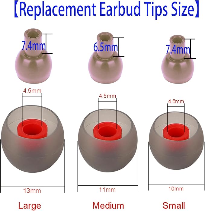 9 Pairs Earbud Tips, Silicone Replacement Earbud Tips Inner Hole 3.8mm -5.5mm - Image 3