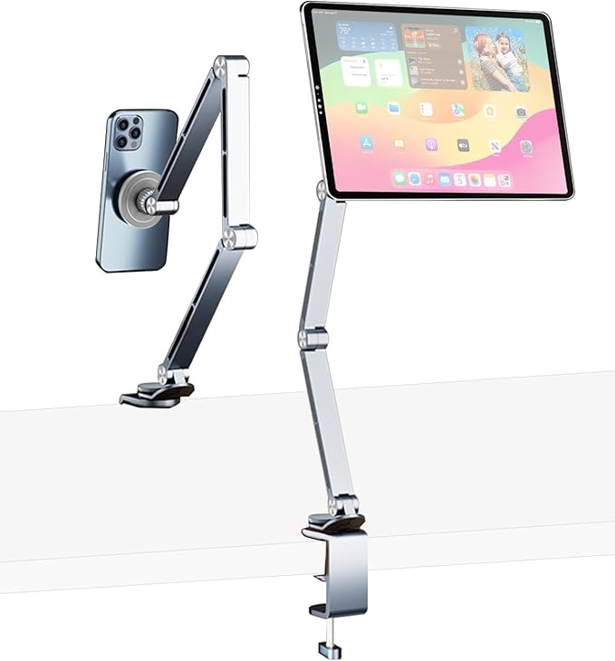 Magnetic Tablet Stand for Desk Aluminum Alloy Phone iPad Desk Holder Overhead by HIBORI