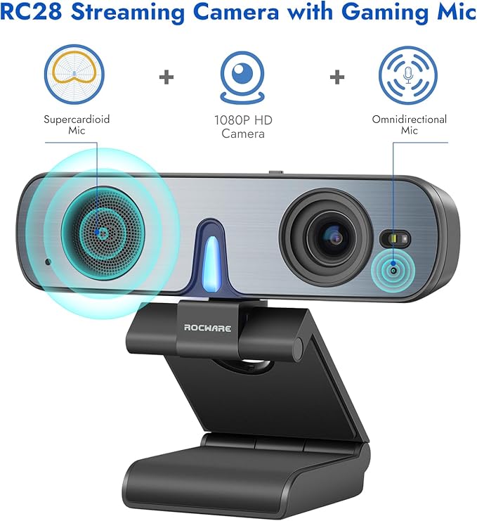 RC28 1080P 60FPS Webcam with Dual Microphones | Cardioid & Omnidirectional - Image 2