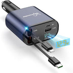 DreamBee Retractable Car Charger, 66W 4 in 1 Super Fast Charge Car Phone Charger by PowerYourWorldWithDreamBee