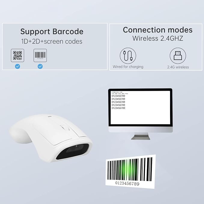 New Wireless Mouse Barcode Scanner, 2-in-1 Design 2D Handheld Barcode Scanner - Image 5