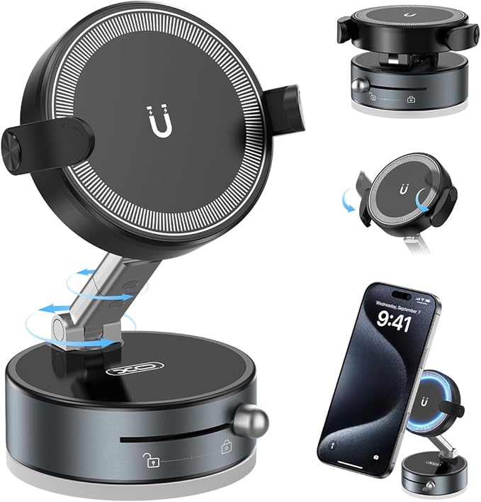 2-in-1 Clip & Vacuum Magnetic Suction Phone Holder, Upgraded 360° Adjustable by XOSimpleisBeauty