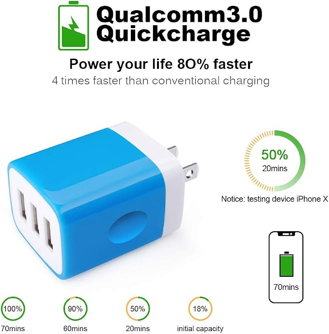 Wall Charger Adapter, USB Cubes, SE 2020, 11 Plus, Samsung GalaxyS24, S21 Ultra - Image 4