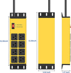 CCCEI Yellow Heavy Duty Power Strip Surge Protector 20 AMP, 8 Outlets 12 Gauge - Image 6