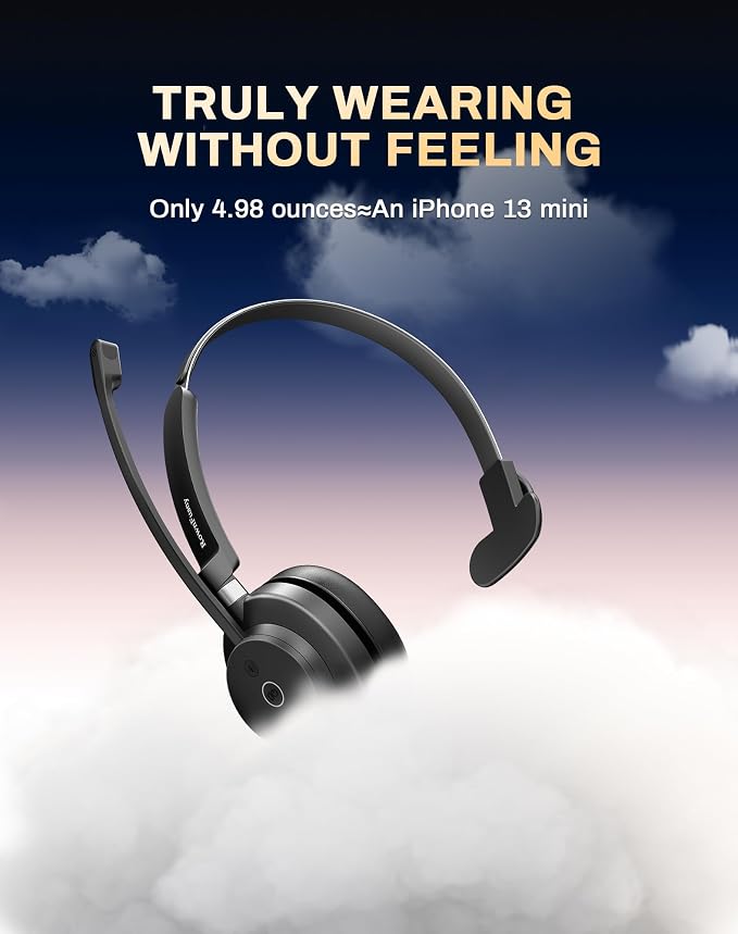 Wireless Headset with Mic for Work, Call Center, Computer Headphones with - Image 4