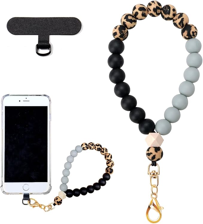Marble Silicone Beaded Phone Wrist Strap, Cellphone Lanyard by VicHunHo