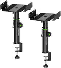 Set of 2 Dual Side Clamping Studio Monitor Stands Short Desktop Clamp Speaker by Vondynote