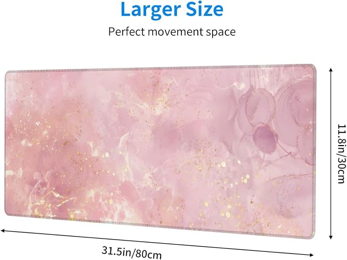 Rose Gold Marble Large Mouse Pad Extended Gaming Mousepad 31.5 x 11.8 Inch - Image 2