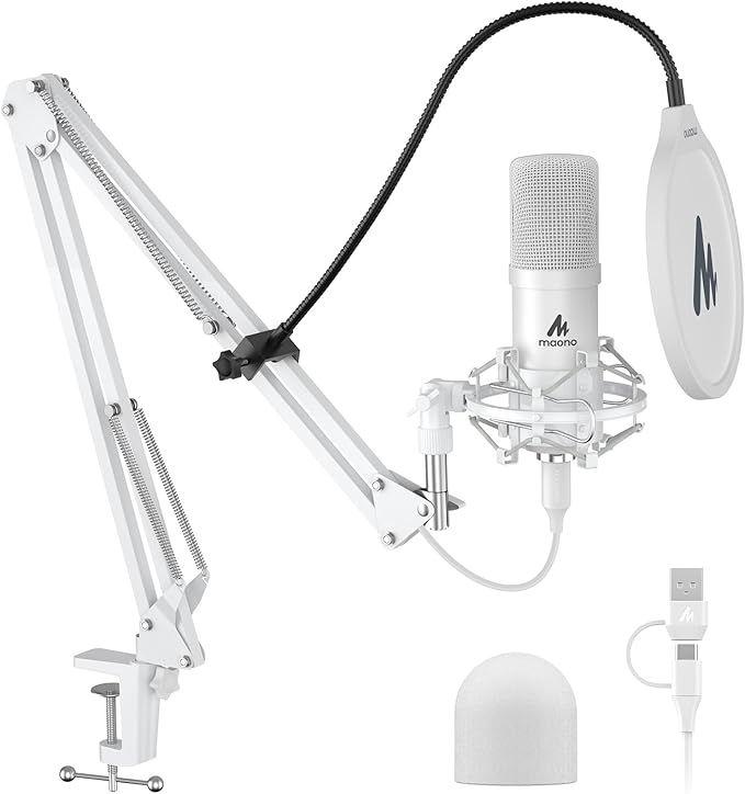MAONO USB Microphone, 192kHz/24bit Plug & Play PC Computer Podcast Condenser by MAONO