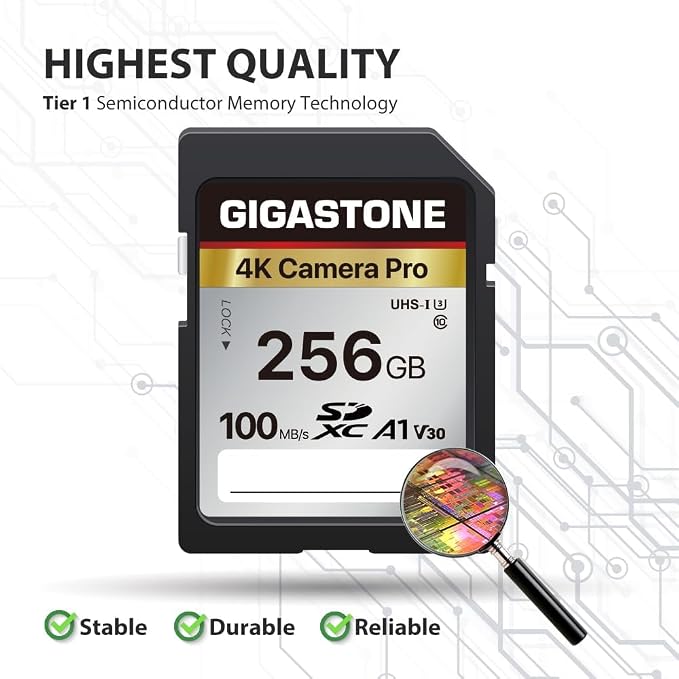 GIGASTONE 256GB SD Card with USB Type C Card Reader, 4K Camera Pro, A1 V30 U3 - Image 7