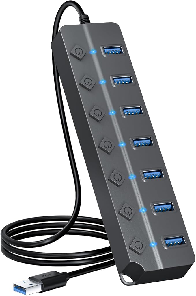 ONFINIO USB Hub 3.0, 7-Port USB Hub Splitter by Onfinio