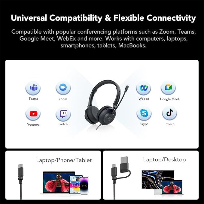 NUROUM HP21 USB Headset with Microphone - Image 7