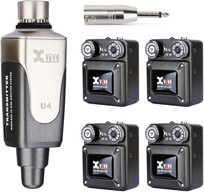 Xvive U4R4 Wireless in-Ear Monitor System 1 Transmitter and 4 Beltpack Receiver by Xvive