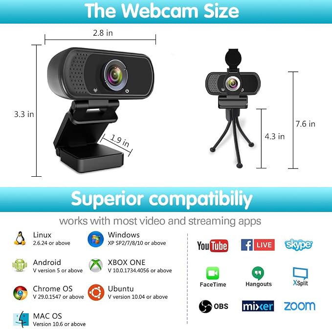 Webcam HD 1080p, Live Streaming HD Camera - Image 3