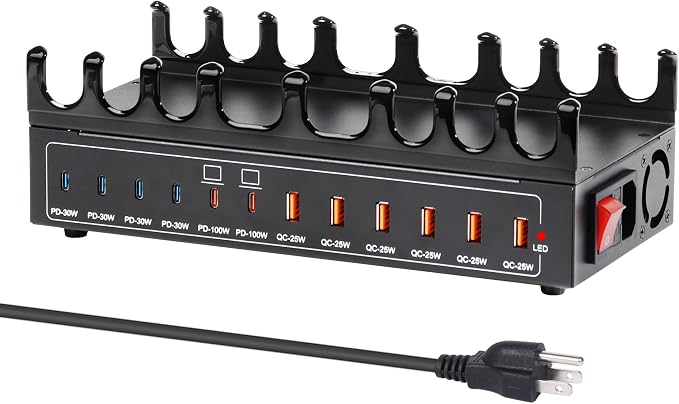 470W Charging Station for Multiple Devices, 12-Port USB C Charging Station by Unknown
