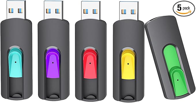 Aiibe 5 Pack 128GB Flash Drive 3.0, Upgraded 130MB/s USB 3.0 Flash Drive by Aiibe