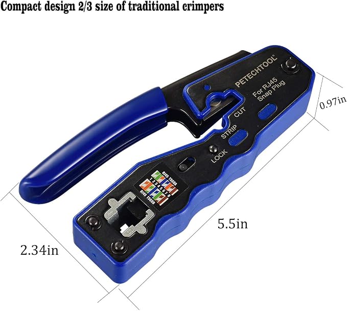 RJ45 Crimp Tool for Cat6 Cat5e Cat5 Pass Through Connectors, All-in-one EZ - Image 5