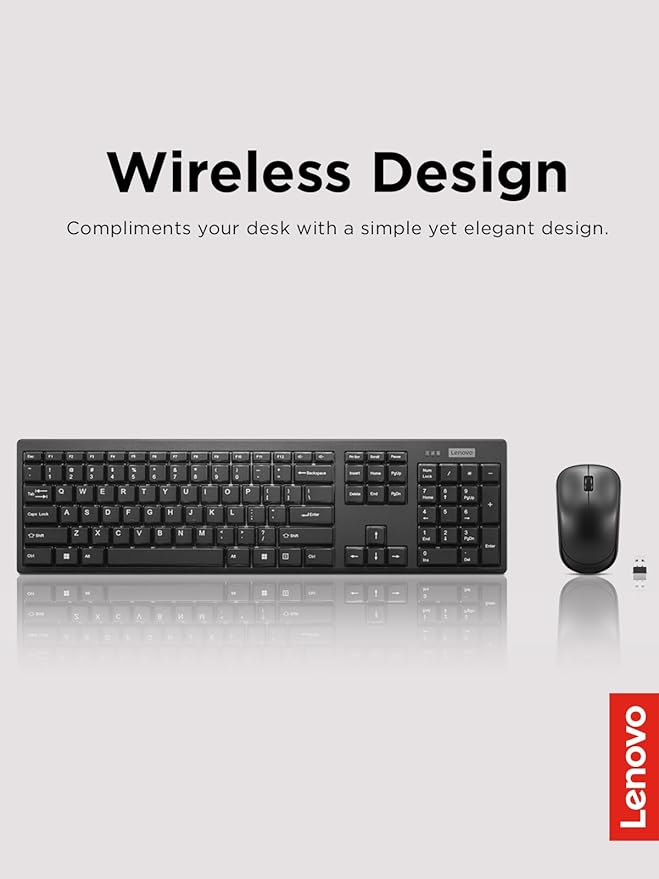 Lenovo 100 Wireless Keyboard and Mouse Combo – Cordless Set - Image 4