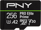 PNY 256GB PRO Elite Prime™ C10 U3 V30 A2 microSDXC Flash Memory Card – by PNY