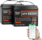 2PACK 12V 100Ah LiFePO4 Lithium Battery MAX Bluetooth 5.0 IP67, 15000+ Deep by HumsiENK