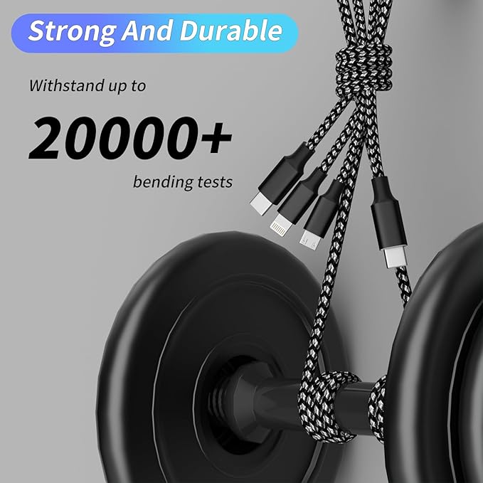 USB C Multi Charging Cable, 3 in 1 Charging Cable Nylon Braided USB-C Multiple - Image 5