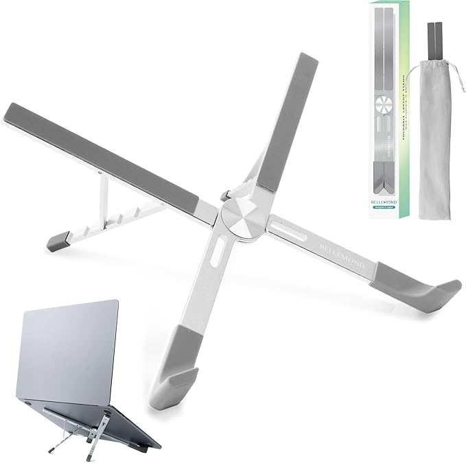 BELLEMOND | X-Shape Laptop Stand – Adjustable Aluminum Riser, 5 Height Levels by BELLEMONDMadeinJapan